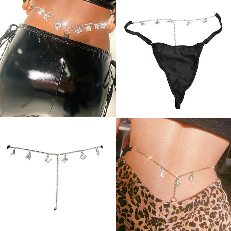 YUUZONE Novelty Waist Chain Alloy Shinning Thong Chains with Dangle 12  Constellations Thong Jewelry Accessories for Women 