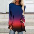 thumbnail image 2 of IROINID Tunique à Prix Réduit pour Femmes Chemise Surdimensionnée Décontractée Manches Longues Col Rond Blouse Ample Imprimé Graphique, Marine, 2 of 5