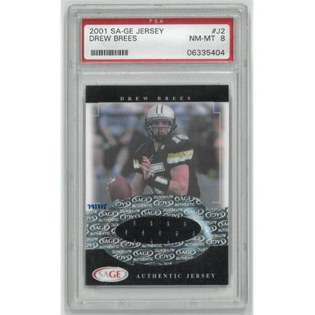 Athlon Sports CTBL-023378 Drew Brees Purdue Boilermakers 2001 Sage Game Used Jersey Trading Rookie Card RC, PSA Graded 8 Near Mint-Mint - Limited Edition 79 of