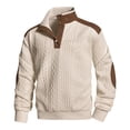 thumbnail image 1 of RXMEKW Color Block Quarter Zip Sweatshirt for Men with Stand Collar Long Sleeve for Spring Fall Polyester Knit, 1 of 8
