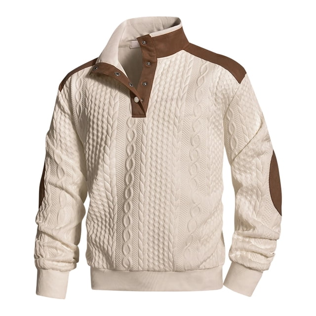 RXMEKW Color Block Quarter Zip Sweatshirt for Men with Stand Collar Long Sleeve for Spring Fall Polyester Knit
