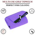 thumbnail image 2 of Vividly Paquete De 2 Toallas De Golf Triples De Tela De Microfibra Premium Con Patrón De Gofre Negro Con Mosquetón Resistente, Toallas De Golf Moradas Para Bolsas De Golf Para Hombres (Púrpura), 2 of 5