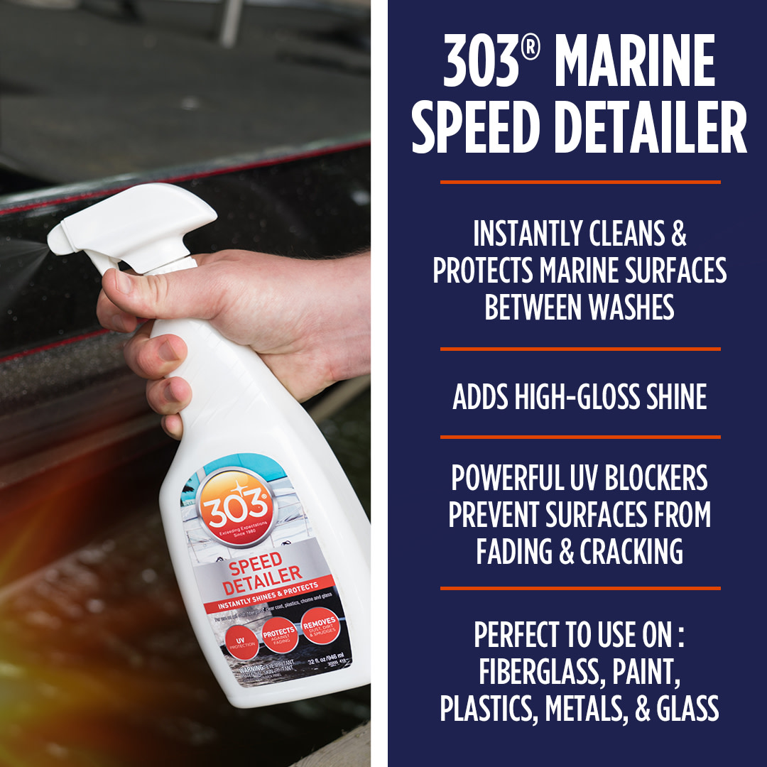 303 Marine Speed Detailer Instantly Shines And Protects UV Protection  Protects Against Fading Removes Dust, Dirt, And Smudges, 32 fl. oz.  (30205)Packaging May Vary