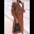 thumbnail image 4 of Abrigos Largos de Lana para Mujer, Gabardina, Blazer Cruzado, Abrigo, Otoño e Invierno Caqui Oscuro M, 4 of 8