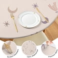 thumbnail image 4 of Round Elastic Tablecloth - Cute Cartoon Waterproof Fitted Table Cover for Kids, Windproof & Spill-Proof with Fun Rainbow Animals Design (44 inches), 4 of 5