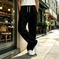thumbnail image 3 of Fsgntruao Sweatpants for Men Wide-Leg Drawstring Elastic Waist Solid Color Casual Loose with Pocket Athletic Trousers Black,XL, 3 of 6