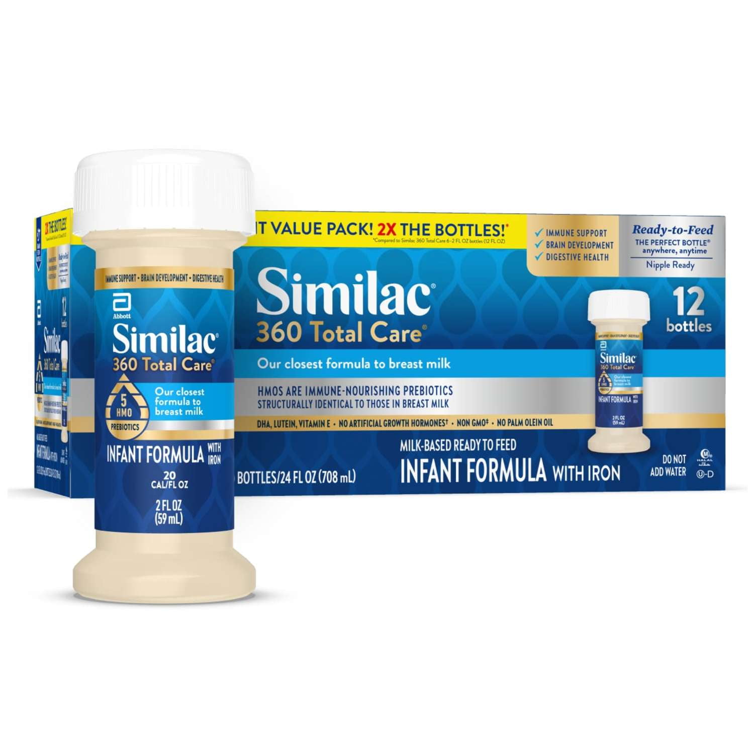 Similac 360 Total Care Infant Formula, Ready-to-Feed, 2-fl-oz (Case of 12)