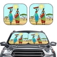thumbnail image 2 of Xecao African Women in Mountain Landscape (2) for Foldable Car Sun Shades (2-Pack) offer sun protection with an easy-fold design for convenient windshield shading., 2 of 7