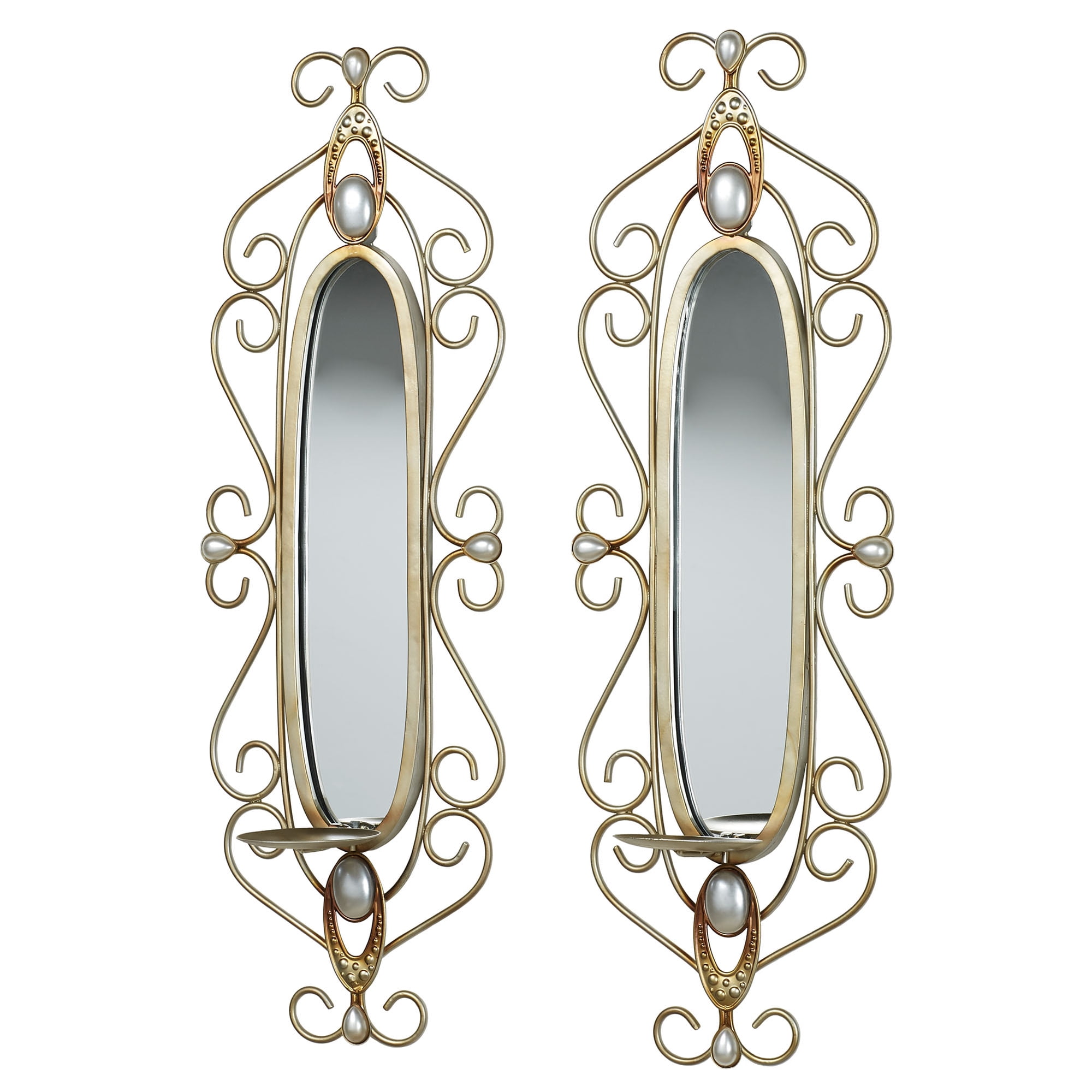Julianne Wall Sconce Pair Champagne Gold - Elegant Glam Style Sconces Set for Bedroom, Living Room, Bathroom - Hanging Candleholder Decor Candleholder Pair