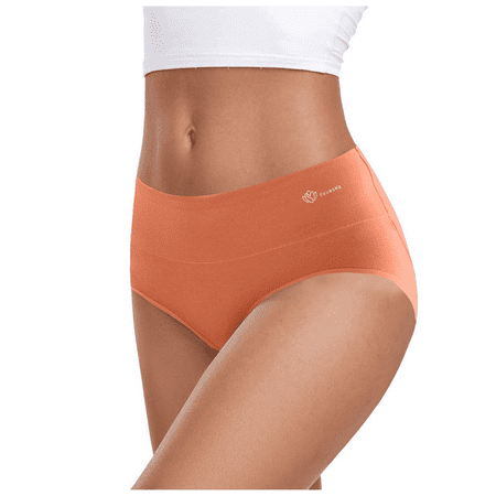 Fulorrnie Underwear for Women Comfort Briefs High Waisted Seamless Panty Sport Stretchable Elastic Waist Breathable Panties Orange XL