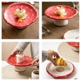thumbnail image 3 of MUMQAQ Hand Painted Mushroom Theme Ceramic Cake Stand Prof N5I6, 3 of 5