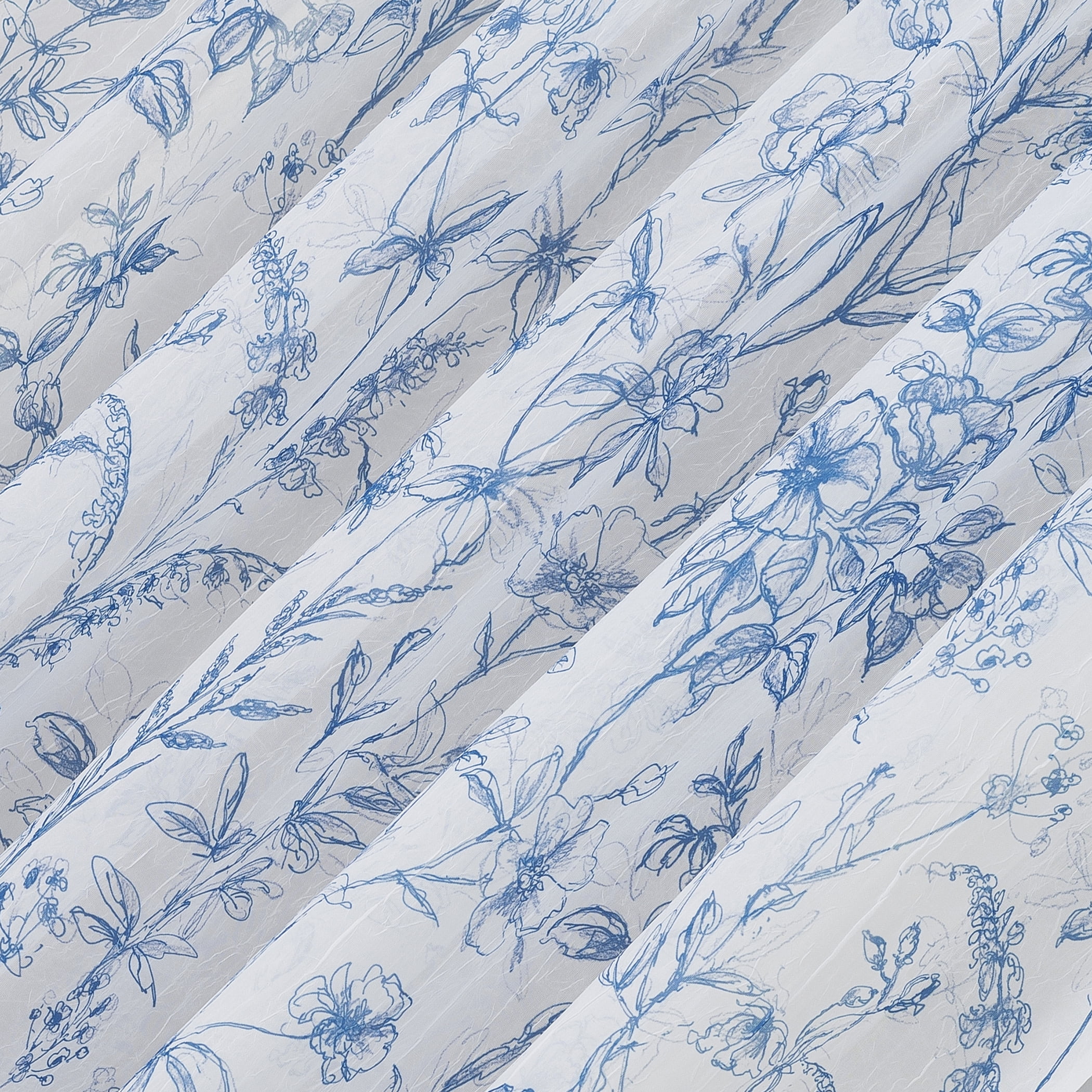 No. 918 Ambree Vintage Floral Sheer Rod Pocket Curtain Panel, 51"x84", Chinoiserie Blue
