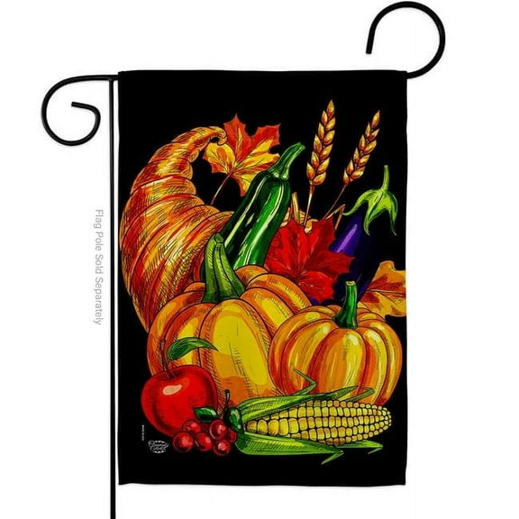 Ornament Collection 13 x 18.5 in. Grateful Cornucopia Garden Flag with Fall Thanksgiving Double-Sided Decorative Vertical Flags House Decoration Banner Yard Gift