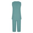 thumbnail image 6 of Ecqkame Pajamas for Women Set Crew Neck Sleeveless Tank Top and Elastic Waist Bermuda Pants Printing Sleepwear A-Blue L, 6 of 6