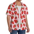 thumbnail image 4 of Xecao offers the Strawberries for Men's Casual Short-sleeved Shirt, a button-up collared shirt with a pocket, perfect for beach vacations and yacht travel in the 4X-Large size., 4 of 7