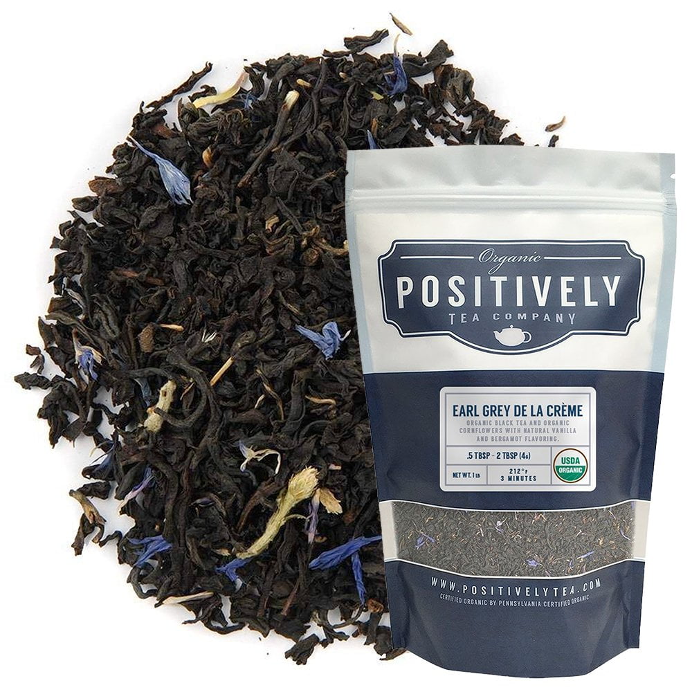 Positively Tea's Organic Earl Grey De La Crme, Black Tea, Loose Leaf, 1 Pound Bag