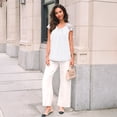 thumbnail image 4 of SUNBS Blouses for Women Lace Tops Pleated Short Sleeve Shirts Summer Business Casual Dressy Clothes, 4 of 6
