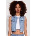 thumbnail image 2 of Womens WAX Distressed Button Front Denim Vest, 2 of 5