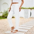 thumbnail image 5 of hlysgo Track Pants for Women Casual Elastic Drawstring Waist Pant Lightweight Baggy Workout Trousers with Pockets White,M, 5 of 6