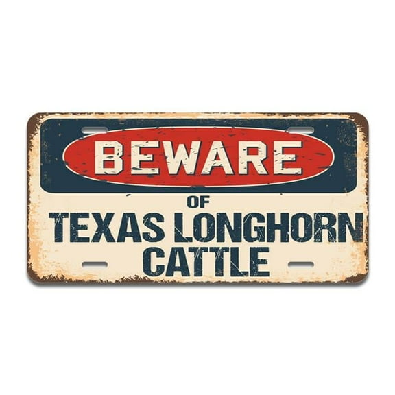 SignMission A-LP-04-1169 Beware of Texas Longhorn Cattle Aluminum License Plate