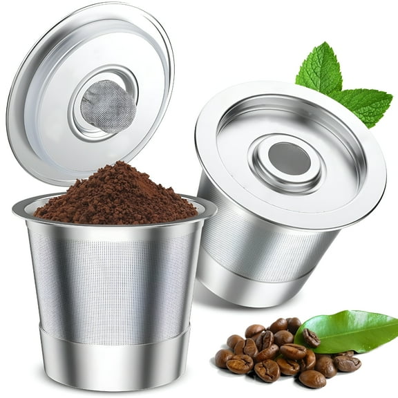 ACDANC Stainless Steel Reusable K Cups,Mesh Filter Coffee Pods with Silicone Seal,BPA-Free Refillable K Cup for 1.0&2.0 Brewers,Easy to Clean&Durable,Includes Coffee Powder Box
