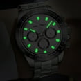 thumbnail image 3 of Reloj cronógrafo luminoso resistente al agua, esfera blanca y calendario, esfera negra, reloj de pulsera de lujo para hombre dorado atemporal, 3 of 7