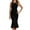 Black, variant on Pejock Women Evening Party Wedding Guest Dresses Casual V-Neck Solid Backless Wrinkle Sleeveless Dress Skirt Navy L (US Size:8)