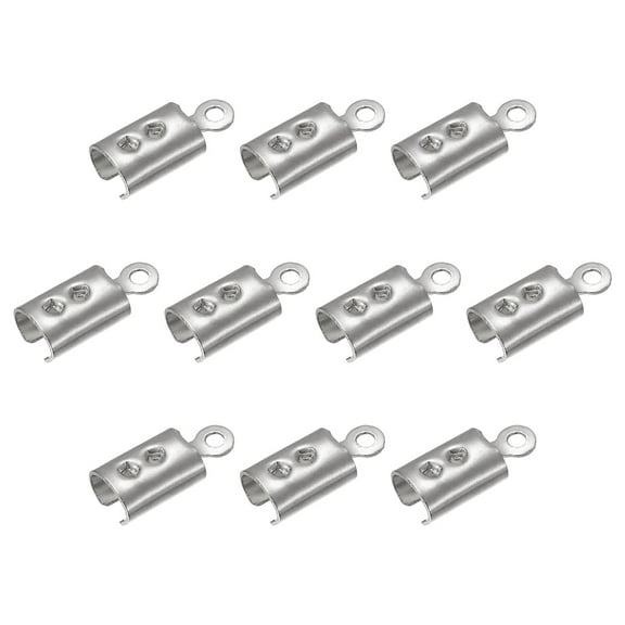 Fold Over Cord Ends, 3mm Inner Dia. Terminators Crimp Cap Clasp Tips Silver Tone, 100Pack