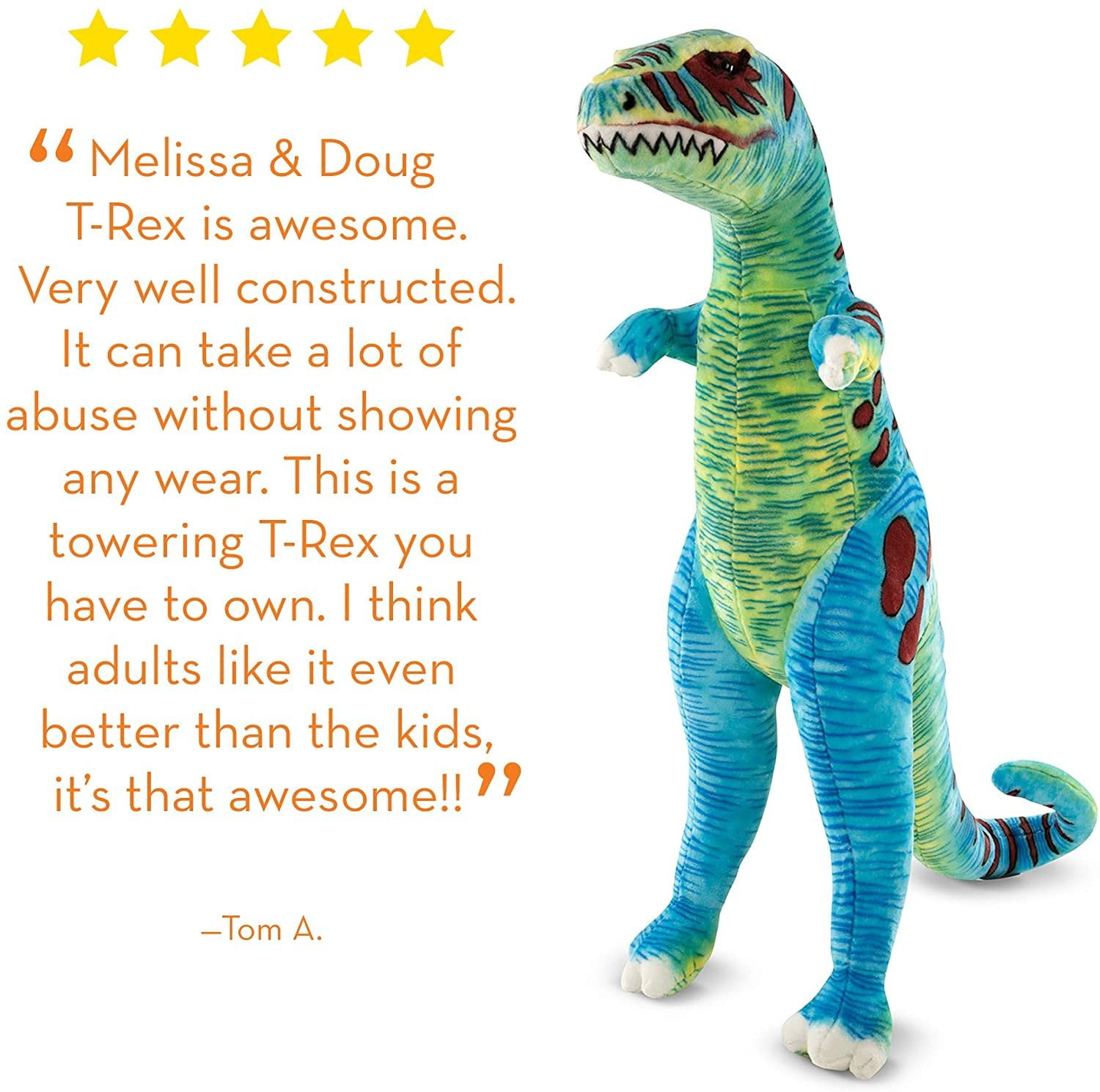 Melissa Doug Standing T Rex Giant Lifelike Plush Stuffed Animal Walmart