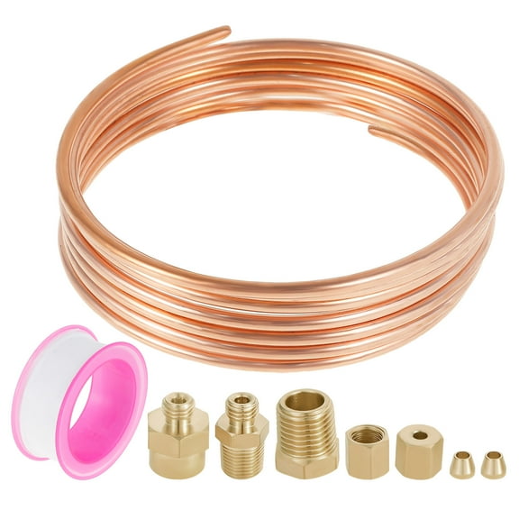 Oil Pressure Gauge Tubing Kit 72 in Oil Pressure Gauge Line Kit Pressure Gauge Tubing Kit Set of Copper Tube Threaded Parts and Thread Seal Tape for Mechanical Pressure Gauge
