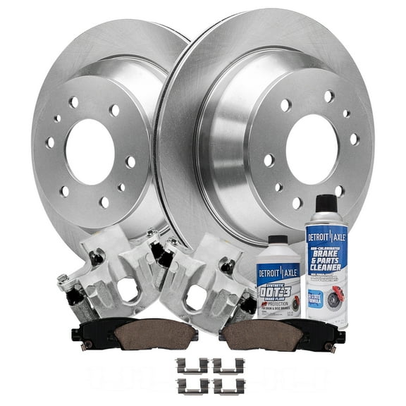 Detroit Axle - Rear Brake Kit for Rainer SSR Trailblazer EXT Envoy XL Ascender Bravada 9-7X Disc Rotors Brake Calipers Ceramic Brakes Pads Replacement: 12.80'' Rotors Fits select: 2002-2008 GMC ENVOY
