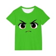 thumbnail image 2 of Blusas y camisas de manga corta con cuello redondo para niños y niñas, color liso, con estampado de expresión linda, manga corta, holgadas y cómodas, blusa para niña, 2 of 6