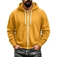 thumbnail image 5 of Qgtaibl Mens Full Zip Sweatshirt Jacket Solid Color Thin Fleece Casual Coat Loose Fit Long Sleeve Fall Hooded Top with Pockets for Daily Wear Gold XXXL, 5 of 5
