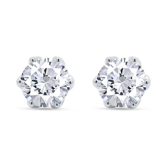 Moissanite Earrings for Women Men 2 Carat 6.5mm D color VVS Moissanite Lab Created Diamond 14K White Gold Over Sterling Silver 6-prong Setting Stud Earring Friction Back Wedding Birthday Gift