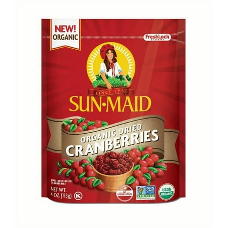 Sun-Maid Organic Dried Cranberries 4 oz Bag