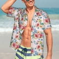 thumbnail image 7 of Pofeuu Rose Flowers Print Hawaiian Shirt for Men Sleeves Casual Button Down Summer Beach Dress Shirts T-Shirts,XX-Large, 7 of 7