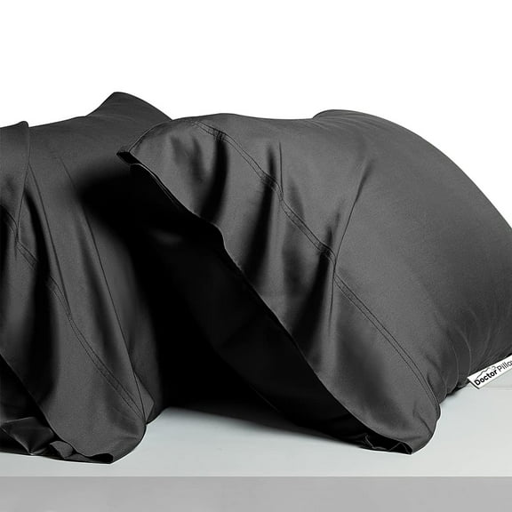 Luxury Cooling Rayon Derived from Bamboo Blend Ultra Soft Pillow Cases - Cooling & Breathable - Set of 2 Pillowcases with Envelope Closure (Black -20 x 30 Inches)