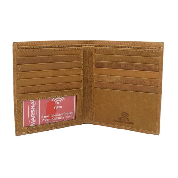 Bifold Hipster Credit Card Wallet RFID Blocking Men's Cowhide Leather Wallet