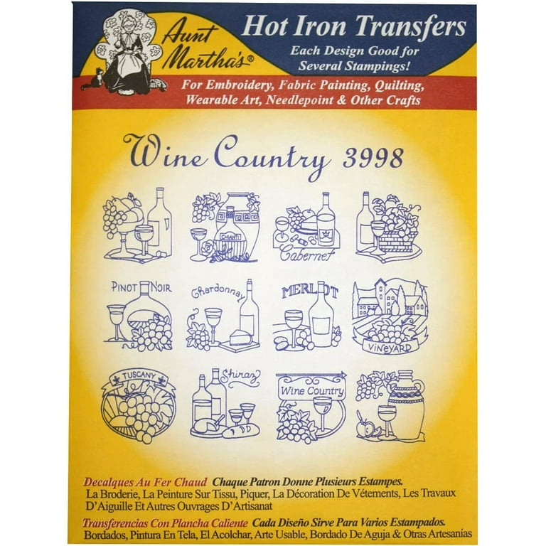Aunt Martha's Iron On Transfer Patterns for Stitching, Embroidery or Fabric  Painting, Cute Vintage Animal Patterns for Tea Towels or Quilting, Set of