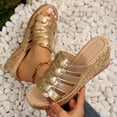 thumbnail image 6 of Viluyesy Womens Wedge Sandals, Wide Width Open Toe Soft Sole Summer Trendy Slippers Gold, 6 of 8