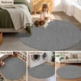 thumbnail image 5 of Round Area Rug 5 Ft, Vintage Dark Gray Washable Non-Slip Circle Carpet for Living Room/Bedroom, Farmhouse Retro Solid Color Linen Texture Low-Profile Runner Mats Collection Rugs for Indoor, 5 of 7