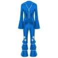 thumbnail image 3 of Sxiwei Women 70s 80s Disco Costume Long Sleeve Metallic Dance Jumpsuit for Party Performance Royal Blue XXL, 3 of 6