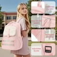 thumbnail image 7 of Fegat Girls School Backpack,Large Capacity Bookbag for 15.6 Inch Laptop,Teen Adults Waterproof Lightweight Travel Daypack for Middle School College,Pink, 7 of 7
