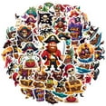 thumbnail image 2 of 35pcs-50pcs Cartoon Pirate Stickers Adventure Skeleton Stickers Nautical PVC Stickers for Laptops Suitcases Notebooks, 2 of 9
