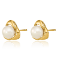thumbnail image 3 of 14K Solid Yellow Gold 5mm White Button Freshwater Cultured Pearl Stud Earrings, 3 of 10
