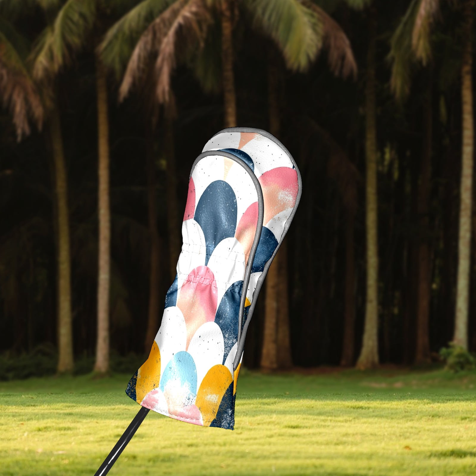 Golf Club Covers PU Leather Waterproof Head Covers for Fairway Woods Hybrids Fish Scale Pattern Unisex Fits Most Brands