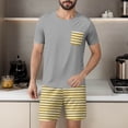 thumbnail image 7 of cllios Men Stripes Pajamas Set 2 Piece Sleepwear Shorts Button Down Tops Drawstring Shorts Loungewear with Pockets, 7 of 7