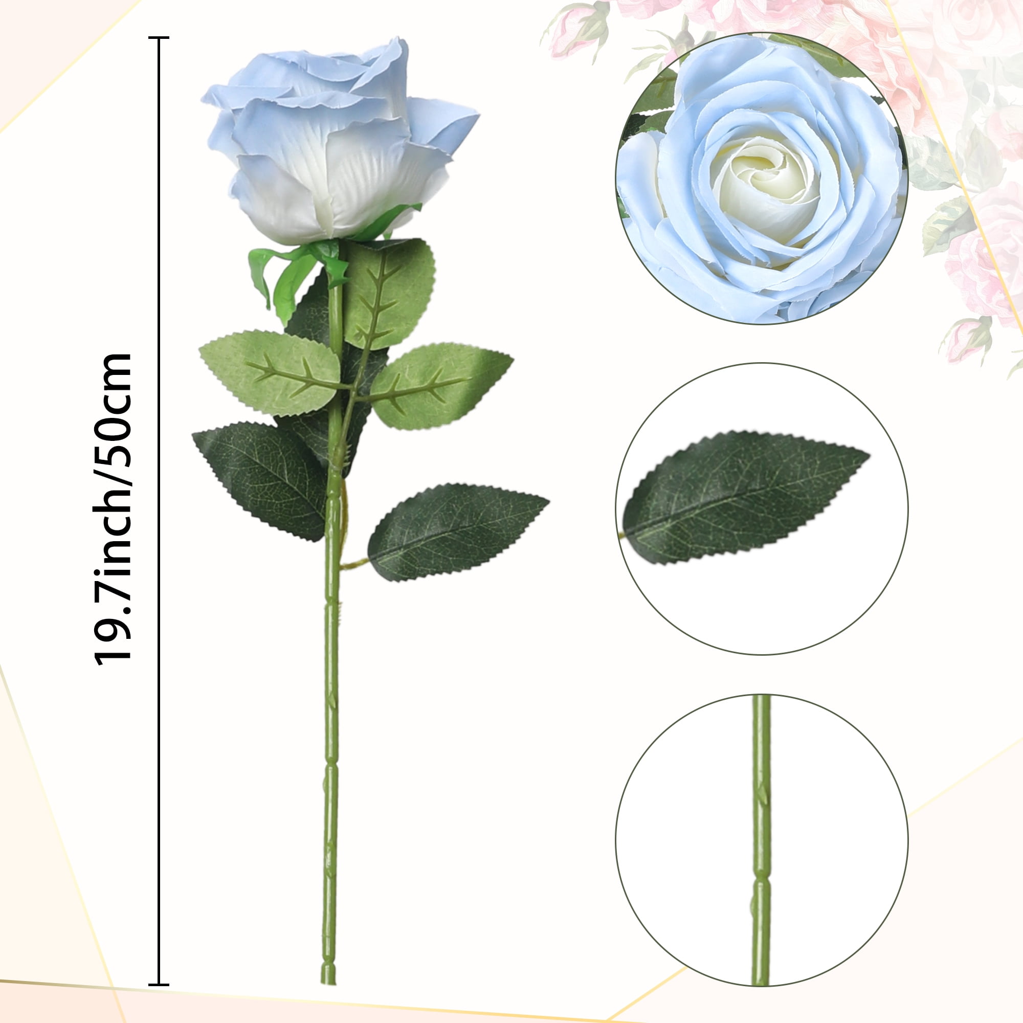 Unique Bargains 10pcs Silk Fake Rose with Rose Bouquets Blue