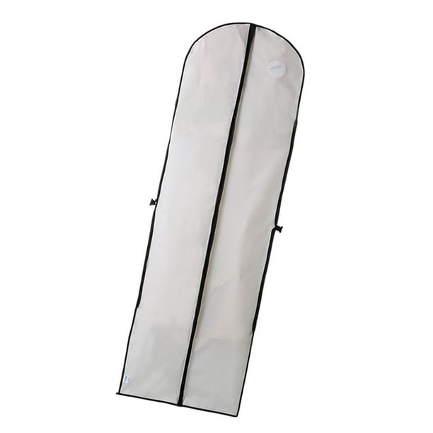 Funda antipolvo para vestidos largos, soporte para ropa, bolsa plegable y portátil con cremallera Blanco