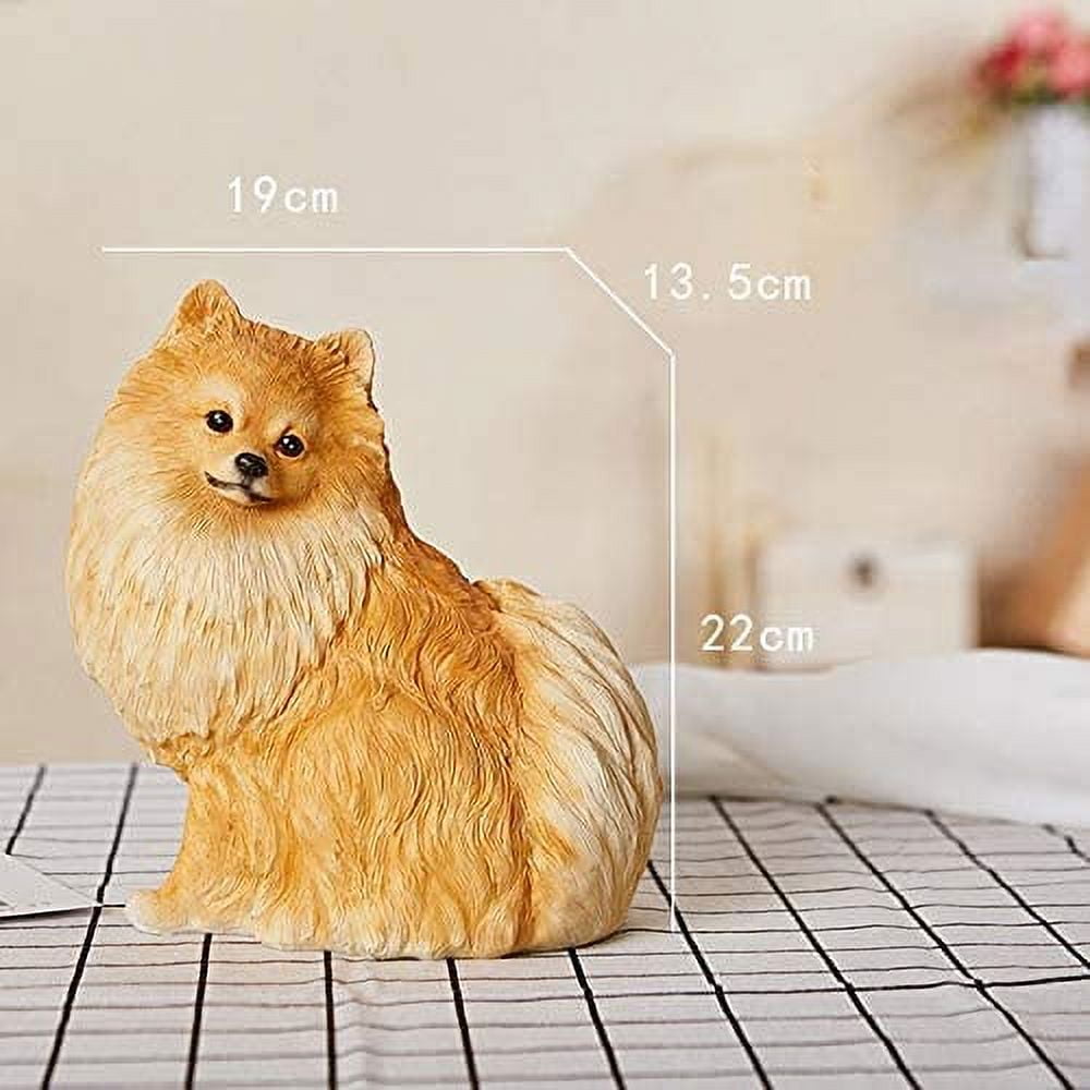 Nvzi-a Garden Sculptures Cute Pomeranian Statue Handmade Outdoor Garden Decoration Simulation Puppy Sculpture Resin Crafts Garden Statuary for Patio Yard Art Decor (Color : A)